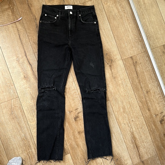 Agolde Straight Leg High Waited Black Jeans - Picture 2 of 6